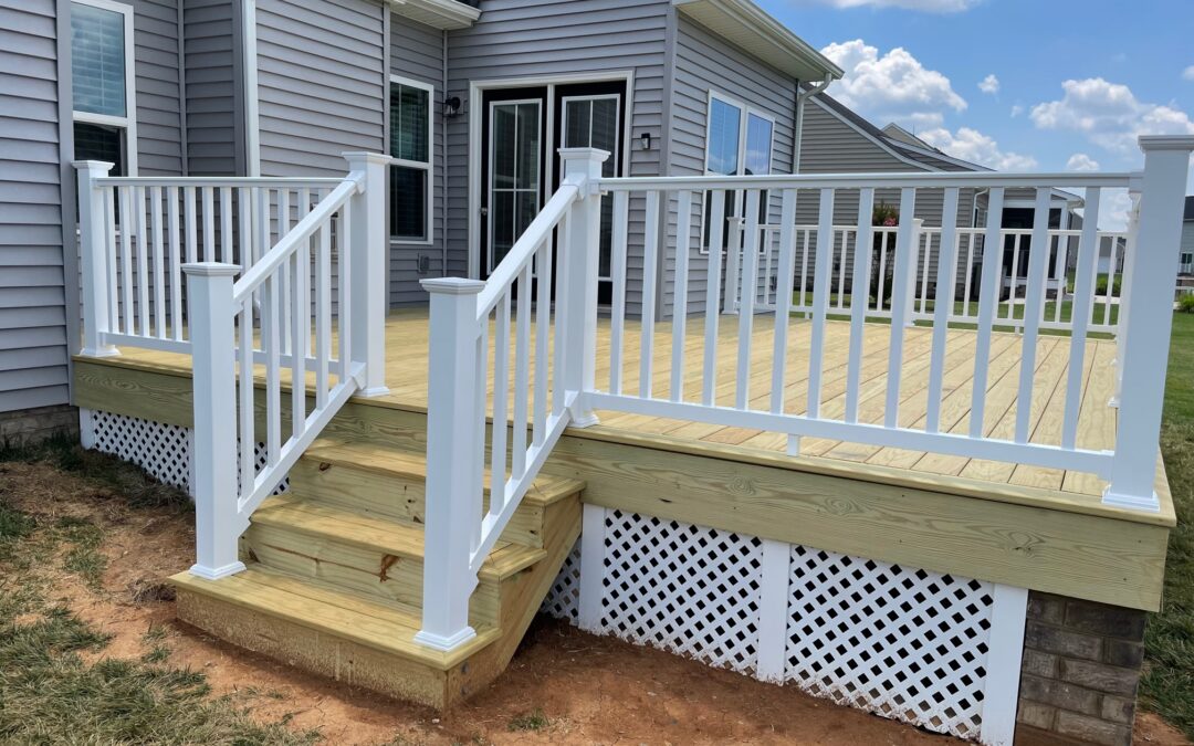 Pressure Treated Decking with White PVC Railing