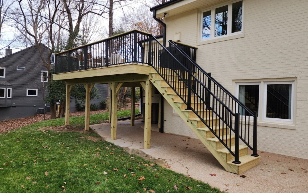 Pressure Treated Deck with Black Powder Coated Aluminum Railing